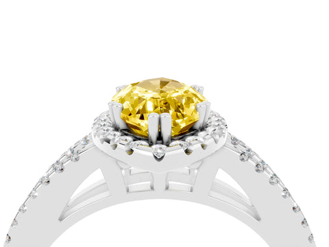 White gold Marquise Cut Yellow Sapphire Halo Split Shank Engagement Ring_16