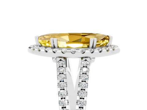 White gold Marquise Cut Yellow Sapphire Halo Split Shank Engagement Ring_17