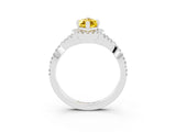White gold Marquise Cut Yellow Sapphire Halo Twist Band Solitaire Prong Setting Ring_27