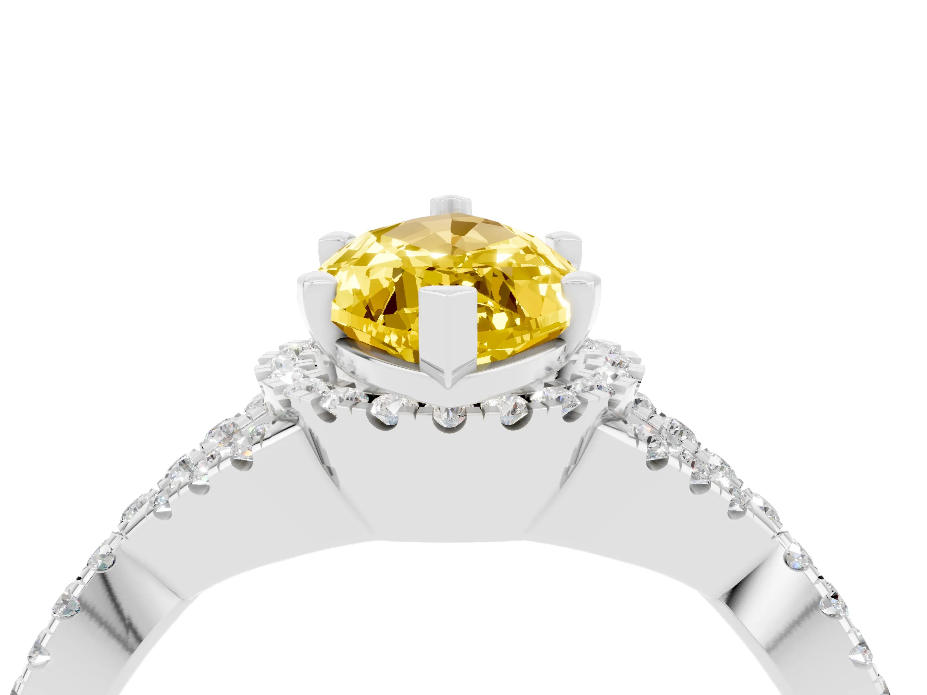 White gold Marquise Cut Yellow Sapphire Halo Twist Band Solitaire Prong Setting Ring_28