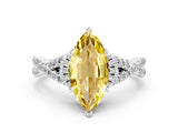 White gold Marquise Cut Yellow Sapphire  Halo Twist Band Solitaire Prong Setting Ring_54