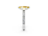 White gold Marquise Cut Yellow Sapphire Milgrain Pavé Engagement Ring with Four-Prong Setting_26