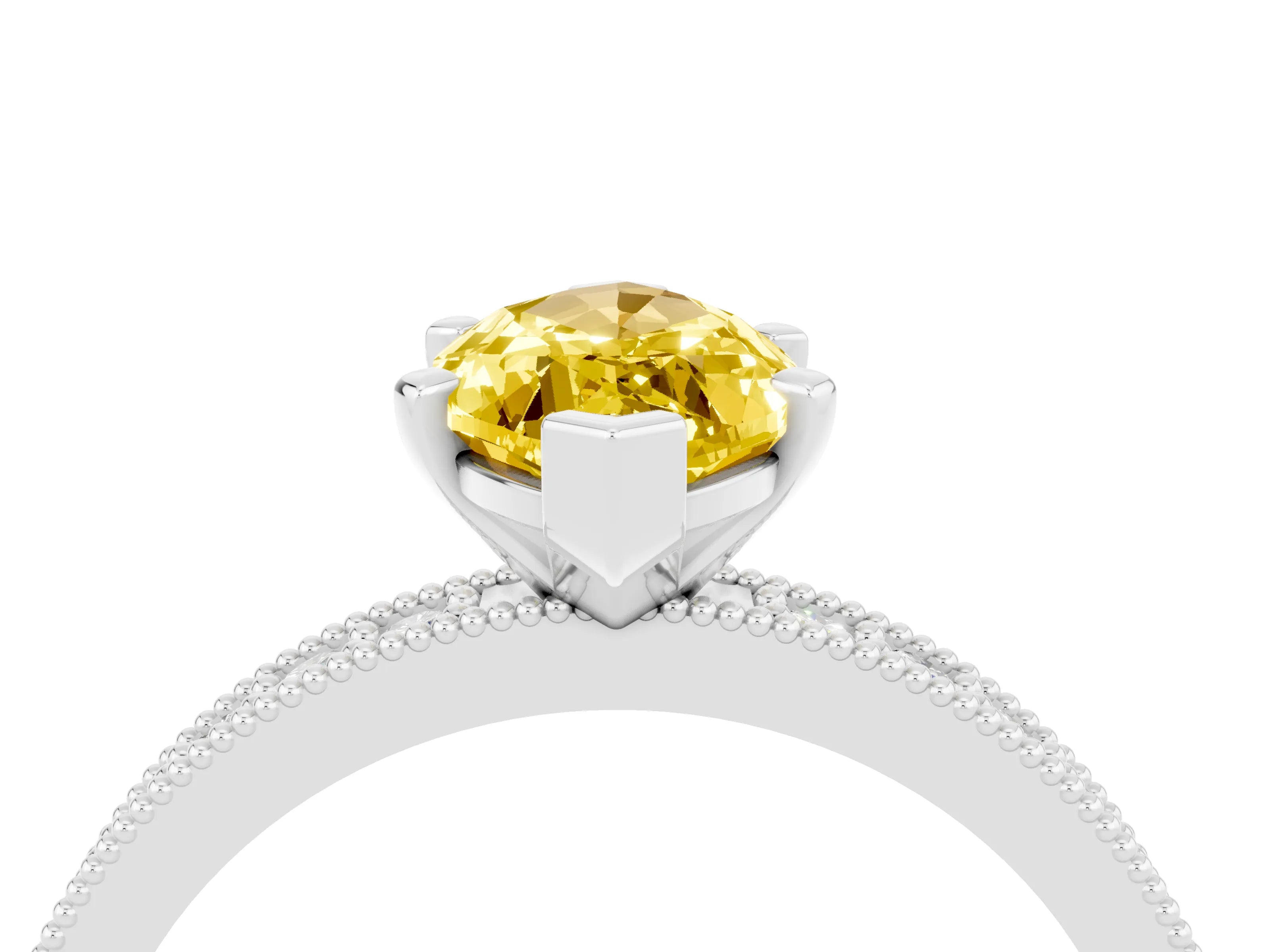 White gold Marquise Cut Yellow Sapphire Milgrain Pavé Engagement Ring with Four-Prong Setting_28