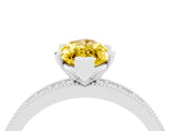 White gold Marquise Cut Yellow Sapphire Milgrain Pavé Engagement Ring with Four-Prong Setting_28