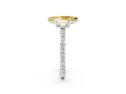 White gold Marquise Cut Yellow Sapphire Pavé Engagement Ring with Round  Accents and Prong Setting_50