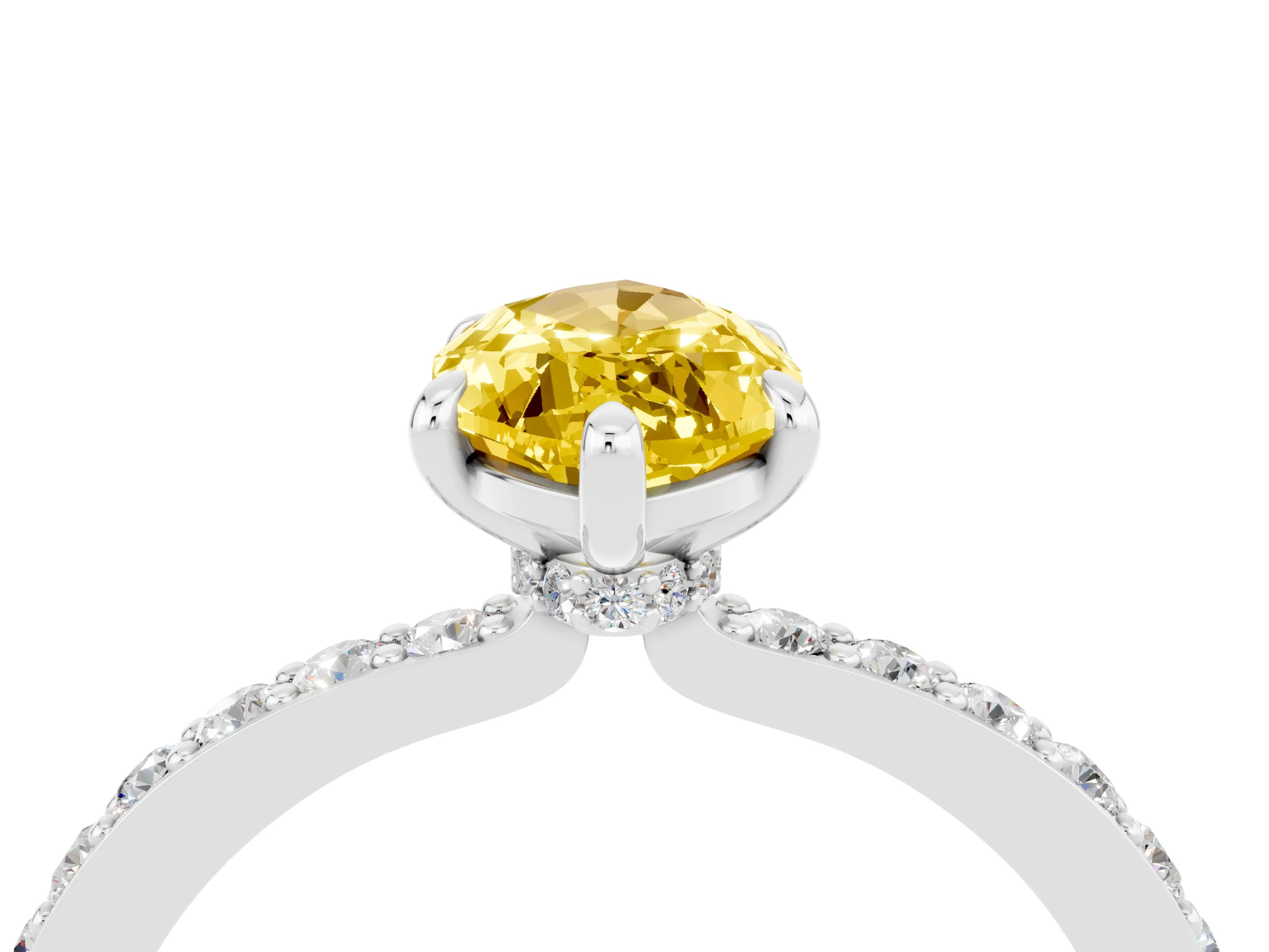 White gold Marquise Cut Yellow Sapphire Pavé Engagement Ring with Round  Accents and Prong Setting_52