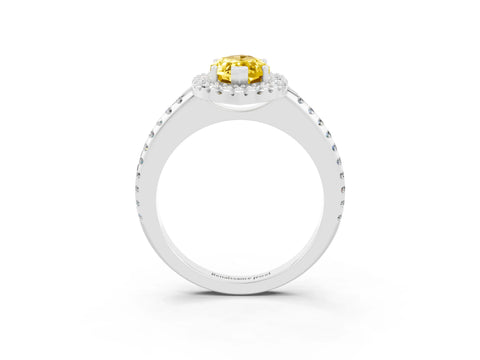 White gold Marquise Cut Yellow Sapphire Pavé Halo Ring with Four-Prong Setting_15