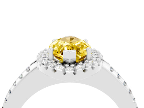 White gold Marquise Cut Yellow Sapphire Pavé Halo Ring with Four-Prong Setting_16