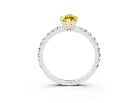 White gold Marquise Cut Yellow Sapphire Pavé Solitaire Engagement Ring with Four-Prong Setting_15