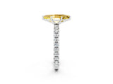 White gold Marquise Cut Yellow Sapphire Pavé Solitaire Ring with Round Band and Prong Setting_14