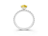 White gold Marquise Cut Yellow Sapphire Pavé Solitaire Ring with Round Band and Prong Setting_15