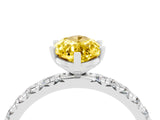 White gold Marquise Cut Yellow Sapphire Pavé Solitaire Ring with Round Band and Prong Setting_16