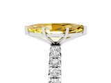 White gold Marquise Cut Yellow Sapphire Pavé Solitaire Ring with Round Band and Prong Setting_17