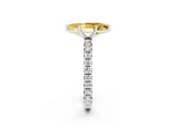 White gold Marquise Cut Yellow Sapphire Pavé Solitaire Ring with Round Band and Prong Setting_38