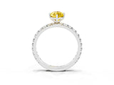 White gold Marquise Cut Yellow Sapphire Pavé Solitaire Ring with Round Band and Prong Setting_39