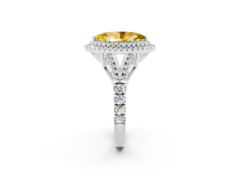 White gold Marquise Cut Yellow Sapphire Pavé Split Shank Double Halo Engagement Ring_2