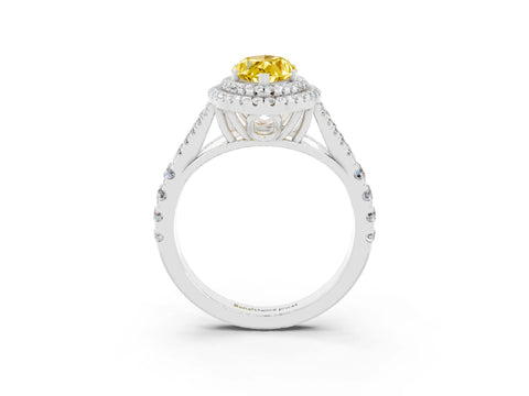 White gold Marquise Cut Yellow Sapphire Pavé Split Shank Double Halo Engagement Ring_3