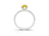 White gold Marquise Cut Yellow Sapphire Pave Band Solitaire Ring with Four-Prong Setting_63