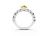 White gold Marquise Cut Yellow Sapphire Prong Setting with Side Stones on a Pave Band_27