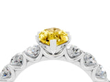 White gold Marquise Cut Yellow Sapphire Prong Setting with Side Stones on a Pave Band_28