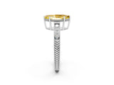 White gold Marquise Cut Yellow Sapphire Ring with Milgrain Pavé Band and Four-Prong Setting_38