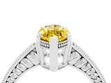 White gold Marquise Cut Yellow Sapphire Ring with Milgrain Pavé Band and Four-Prong Setting_40