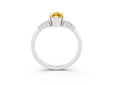 White gold Marquise Cut Yellow Sapphire Ring with Side Stones and Four-Prong Setting_81