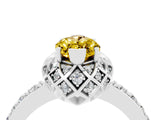 White gold Marquise Cut Yellow Sapphire Scalloped Halo Engagement Ring with Round Shared Prong Band_28
