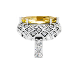 White gold Marquise Cut Yellow Sapphire Scalloped Halo Engagement Ring with Round Shared Prong Band_35
