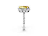 White gold Marquise Cut Yellow Sapphire Scalloped Halo Engagement Ring with Round Shared Prong Band_38