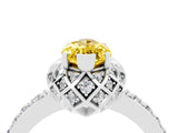 White gold Marquise Cut Yellow Sapphire Scalloped Halo Engagement Ring with Round Shared Prong Band_40
