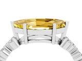 White gold Marquise Cut Yellow Sapphire Scattered Round Accent Ring with Prong Setting_28