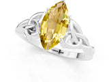 White gold Marquise Cut Yellow Sapphire Solitaire Celtic Knot Ring with Four-Prong Setting_25