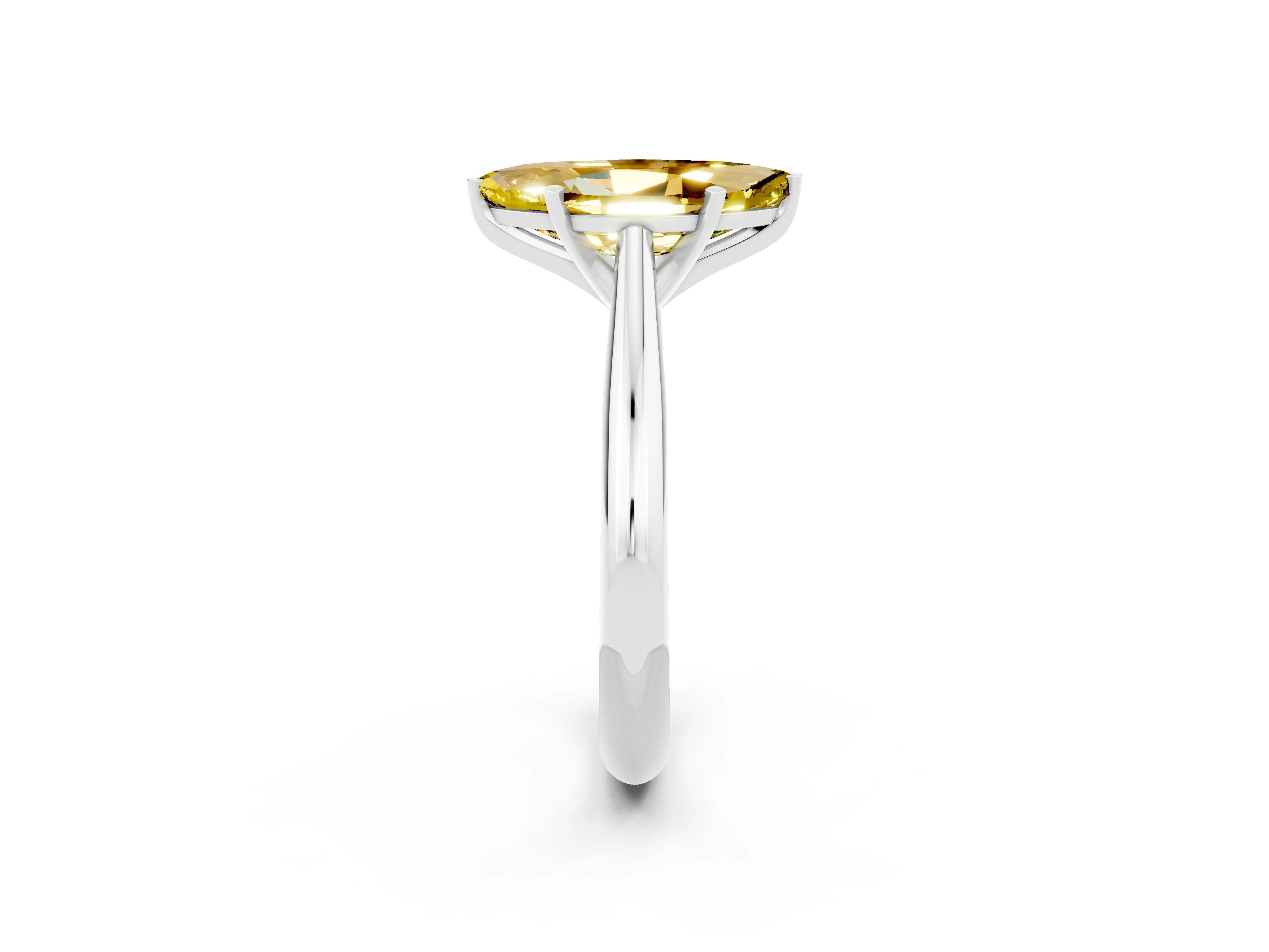 White gold Marquise Cut Yellow Sapphire Solitaire Engagement Ring with Cathedral Setting and Four-Prong Mount_14