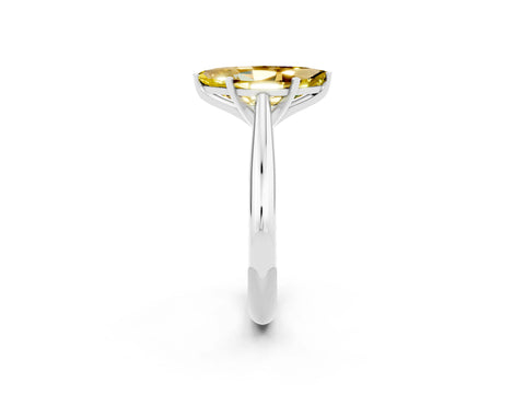 White gold Marquise Cut Yellow Sapphire Solitaire Engagement Ring with Cathedral Setting and Four-Prong Mount_14