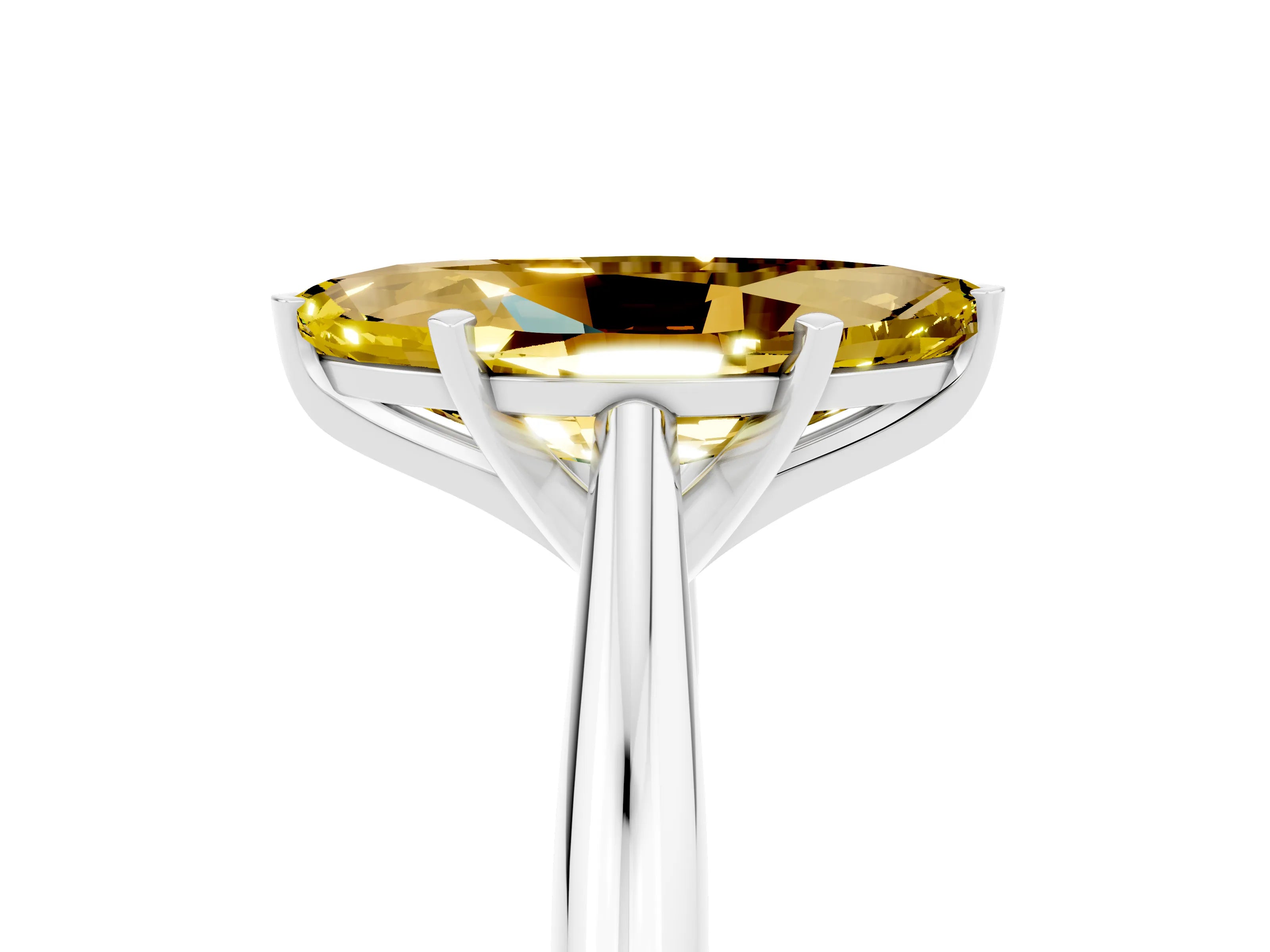 White gold Marquise Cut Yellow Sapphire Solitaire Engagement Ring with Cathedral Setting and Four-Prong Mount_29