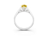 White gold Marquise Cut Yellow Sapphire Solitaire Engagement Ring with Cathedral Setting and Four-Prong Mount_33