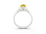 White gold Marquise Cut Yellow Sapphire Solitaire Engagement Ring with Cathedral Setting and Four-Prong Mount_39