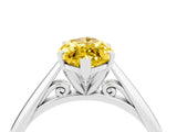 White gold Marquise Cut Yellow Sapphire Solitaire Engagement Ring with Cathedral Setting and Four-Prong Mount_88