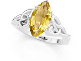 White gold Marquise Cut Yellow Sapphire Solitaire Engagement Ring with Celtic Knot Band and Four-Prong Setting_25