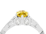 White gold Marquise Cut Yellow Sapphire Solitaire Engagement Ring with Celtic Knot Band and Four-Prong Setting_28