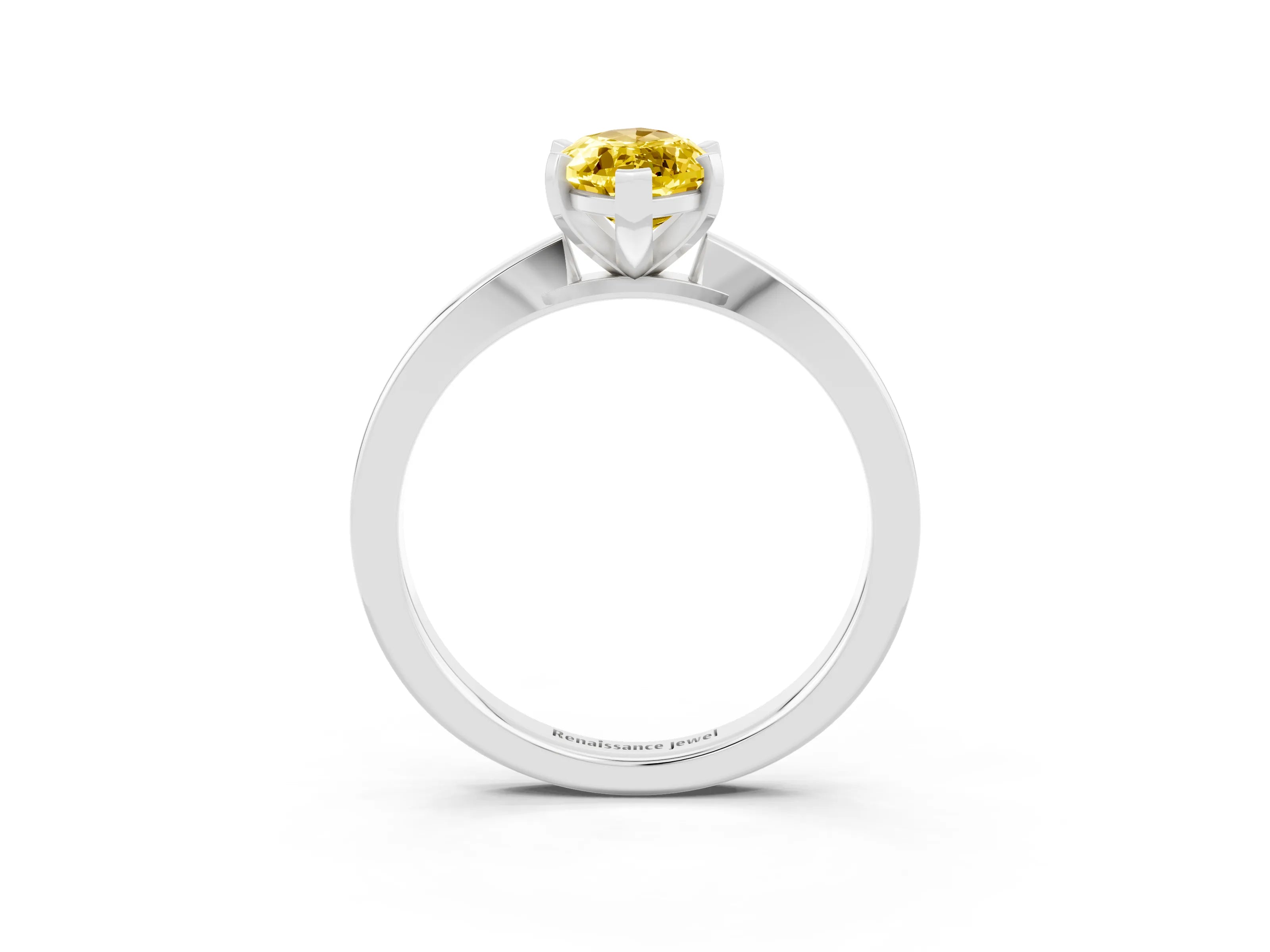 White gold Marquise Cut Yellow Sapphire Solitaire Engagement Ring with Classic Band and Four-Prong Setting_63