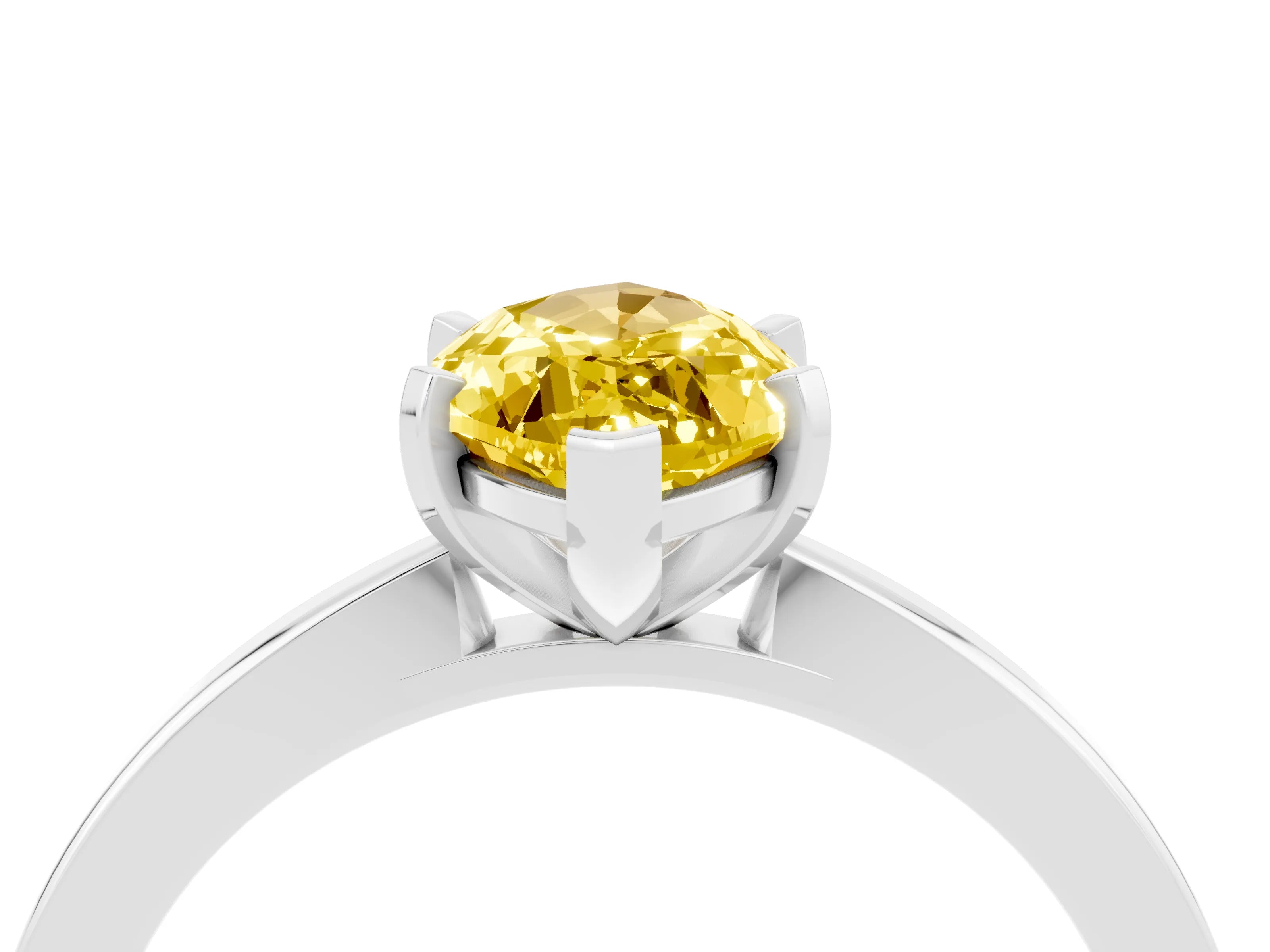 White gold Marquise Cut Yellow Sapphire Solitaire Engagement Ring with Classic Band and Four-Prong Setting_64