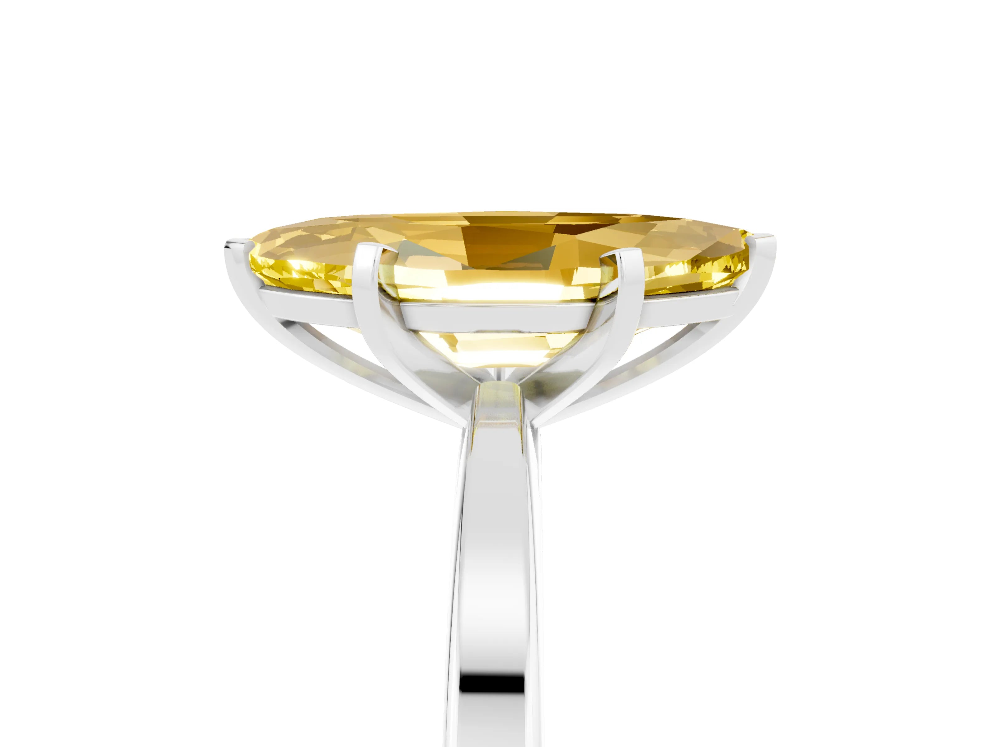 White gold Marquise Cut Yellow Sapphire Solitaire Engagement Ring with Classic Band and Four-Prong Setting_65