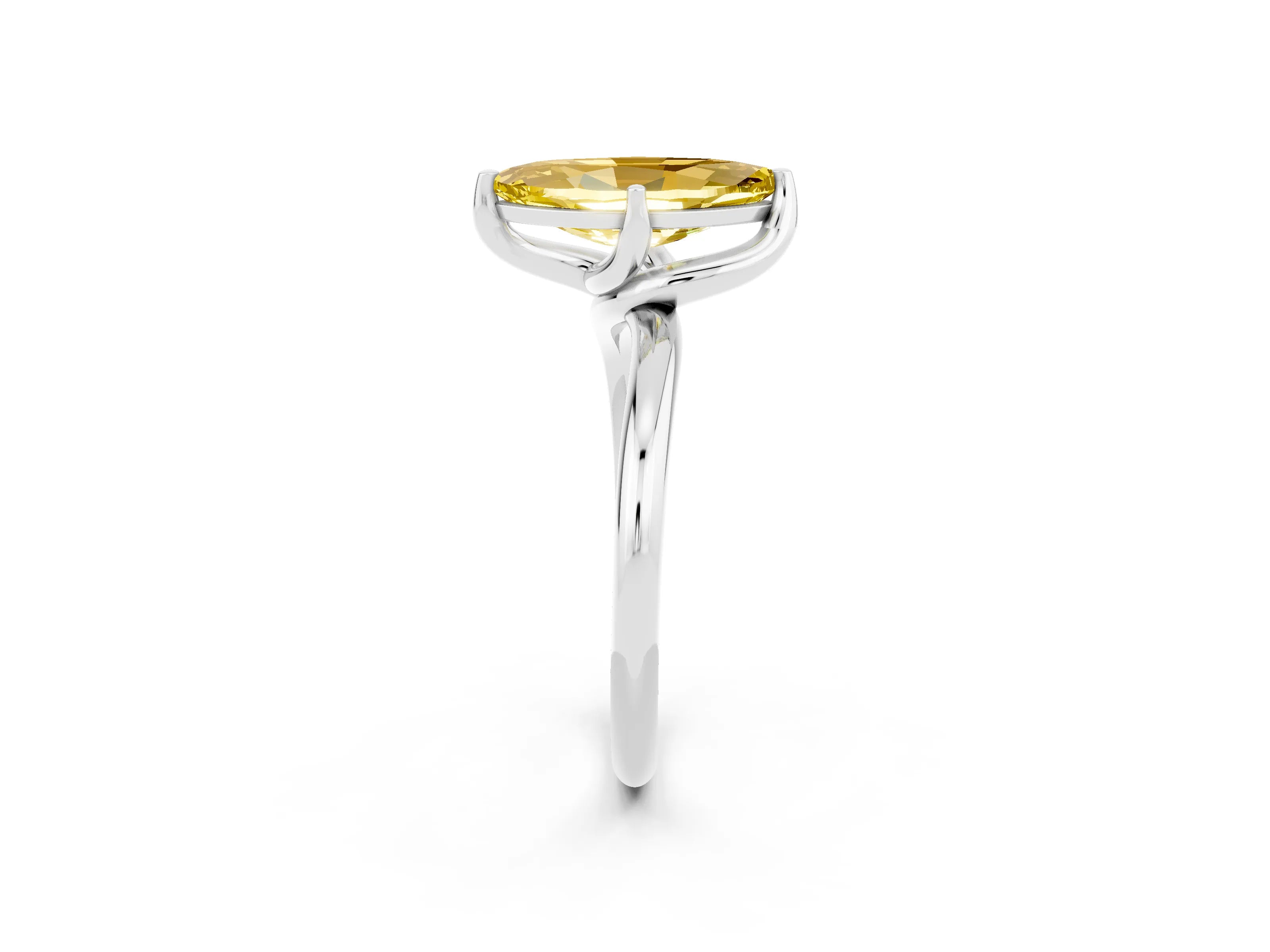 White gold Marquise Cut Yellow Sapphire Solitaire Engagement Ring with Four-Prong Setting and Classic Band_14