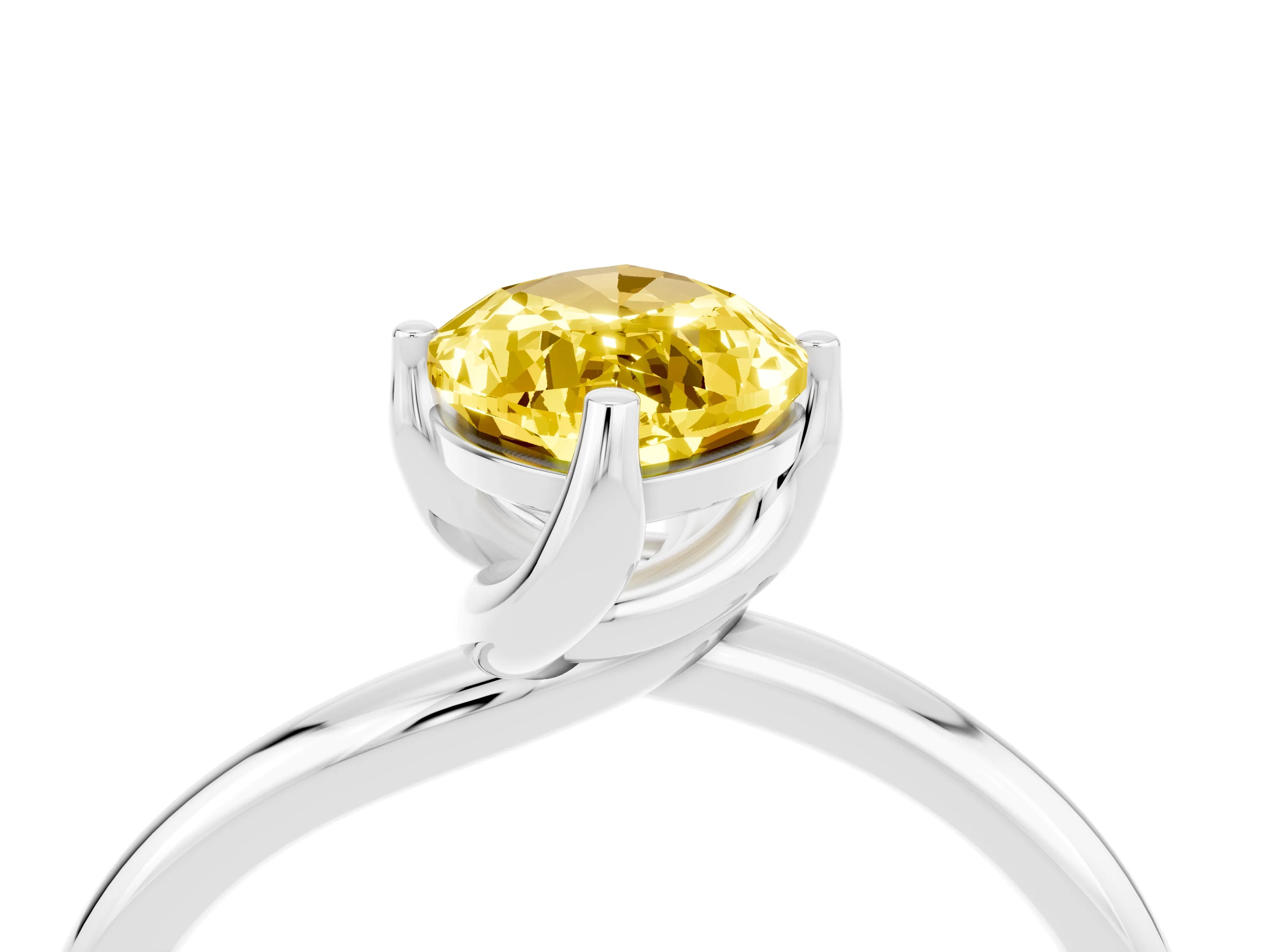 White gold Marquise Cut Yellow Sapphire Solitaire Engagement Ring with Four-Prong Setting and Classic Band_16