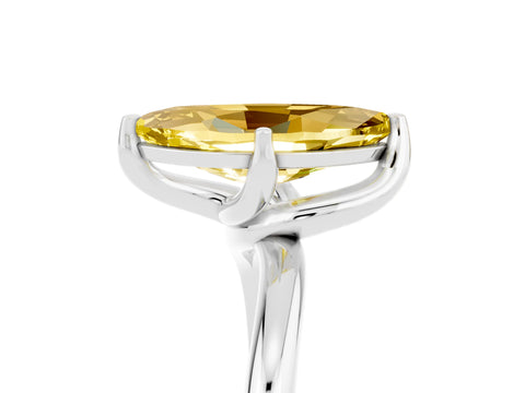 White gold Marquise Cut Yellow Sapphire Solitaire Engagement Ring with Four-Prong Setting and Classic Band_17