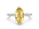 White gold Marquise Cut Yellow Sapphire Solitaire Engagement Ring with Pavé Band and Four-Prong Setting_24