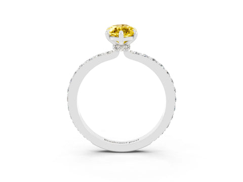 White gold Marquise Cut Yellow Sapphire Solitaire Engagement Ring with Pavé Band and Four-Prong Setting_27