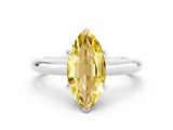 White gold Marquise Cut Yellow Sapphire Solitaire Engagement Ring with Round Band and Four-Prong Setting_24